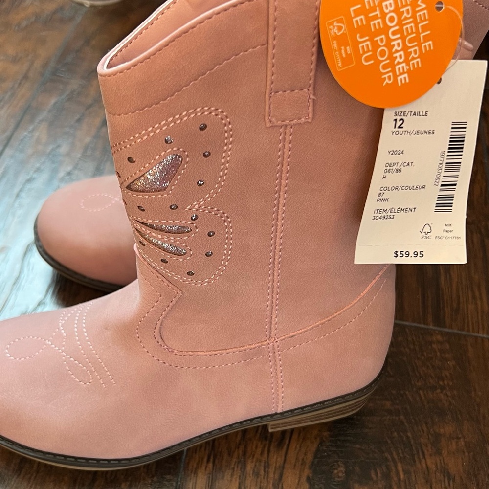 Gymboree Pink Kids Boots with Butterfly Design